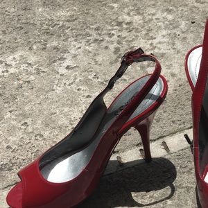 red guess stilettos